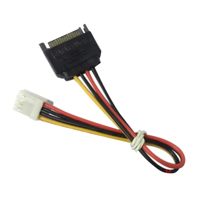 FDD kabel daya Hard Drive Adapter Floppy SATA 15 Pin Male ke 4 Pin Female konektor 18AWG