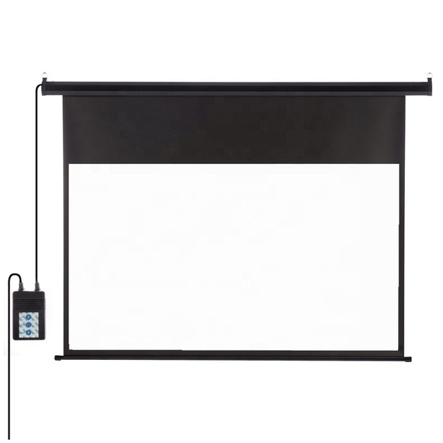 60-400 Inch 16:9 Electric Motorized Projection Screen Drop Down Professional Projector Screen with Remote Controller