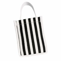 Sac fourre-tout en toile à rayures noires et blanches, grande capacité, décontracté, avec poignée en sangle et design personnalisable