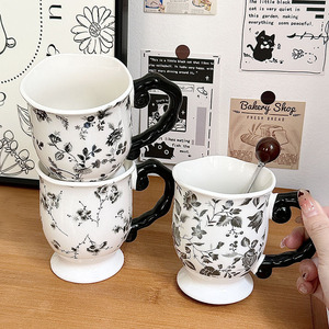 Other Ceramic <b>Retro</b> Stemmed Mug 301-400ml With Spoon Heat Resistant Perfect For Gifting Office Home Use - Product Image 2