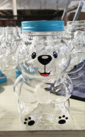 Gobelet en verre en forme d'ours en peluche avec logo personnalisé, réutilisable, pour boissons froides, mignon, bouteille de voyage, mug à café, cadeau avec couvercle et paille