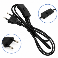 Câble d'alimentation avec interrupteur 303 à bouton, prise EU blanc/noir, câble 2 broches pour lampe de bureau, rallonge avec interrupteur AC 220V