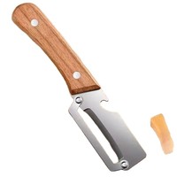 Keukenaccessoires 2-in-1 groenteschiller flesopener roestvrij staal houten handvat suikerriet keukengadgets