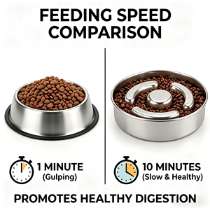 Durable 25 Oz 304 Stainless Steel Bowls Pet Dog Feeding Food Elevated <b>Feeder</b> Metal Eating <b>Slow</b> Bowl - Product Image 2