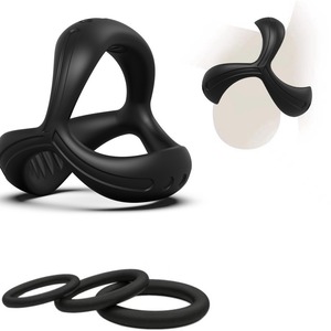 Anneau de Verrouillage Double Extensible en Silicone Triangulaire pour Homme, Anneau Pénien à Double Collier, Jouets Sexuels pour Couples, Vente Transfrontalière - Product Image 5