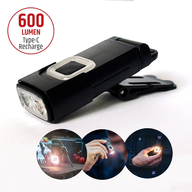 600 Lumens USB Rechargeable LED UV Flashlight IPX4 Water Resistant Camping Clip-on Mini Keychain Magnetic Base Dimmable 4 Modes