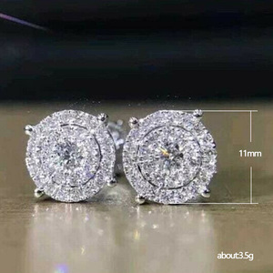 Orecchini rotondi scintillanti per donna, stile moderno da ufficio, gioielli per le orecchie con pavé - Product Image 4