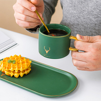 Tasse et soucoupe de luxe en céramique, nouvel arrivage de fruits, Style européen mat, pour le petit déjeuner, au lait, au café, nouveauté