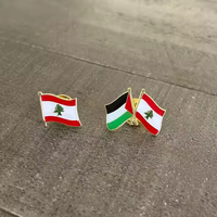 Écusson à revers à motif drapeau croisé Liban Palestine Yémen, prêt à l'emploi, en stock, avec autocollants 3M