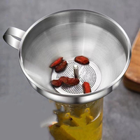 Entonnoir-filtre en acier inoxydable 304 pour cuisine, verseur d'huile et de vin, entonnoir domestique à embouchures large et étroite