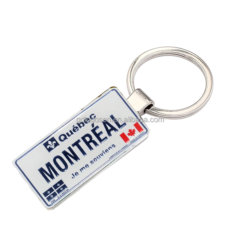 Alliage de Zinc Canada Québec Porte-clés Mini Plaque D'immatriculation Montréal Porte-clés Souvenir Porte-clés pour les Boutiques De Cadeaux