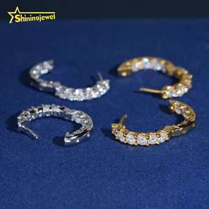 ต่างหูแถวเดียว3มม. ห่วงเครื่องประดับแร็ปเปอร์925ต่างหูเงินแข็ง - Product Image 6