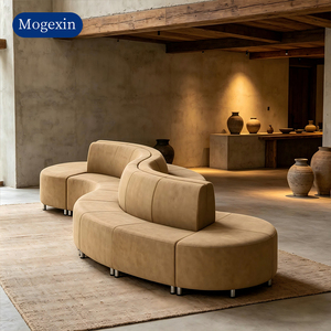 Modern Curved Modular Sectional <b>Sofa</b> S-Shaped Upholstered Lounge <b>Sofa</b> for Hotel Lobby <b>Office</b> - Product Image 1