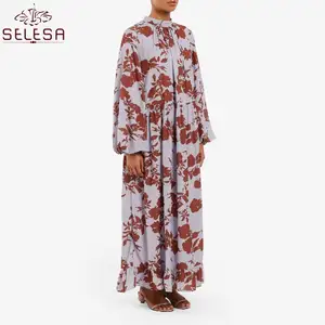 Vetements De Luxe Pour Femmes Rok Kasual Bunga Dekorasi Abaya Wanita Turki Lengan Panjang Gaun Muslim Malaysia