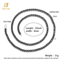 Collier Chaîne Tennis en Acier Inoxydable NUOYA, Zircon Cubique Coloré Entièrement Sertie, Fermoir à Ressort, Bijoux Hip Hop pour Hommes et Femmes