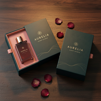 Ensemble d'emballages de luxe en papier rigide avec tiroir, pour flacons de parfum et cosmétiques carrés, avec logo gaufré personnalisé et pelliculage brillant haut de gamme