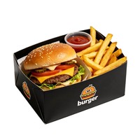 Boîte à hamburger en papier kraft écologique personnalisée, à paroi simple, pour emporter, avec logo, pour tasses à thé et boissons