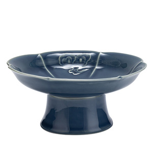 Plat à fruits en céramique de style chinois sur pied haut, motif nuage porte-bonheur, accessoire de cérémonie du thé en porcelaine pour le thé de l'après-midi - Product Image 5
