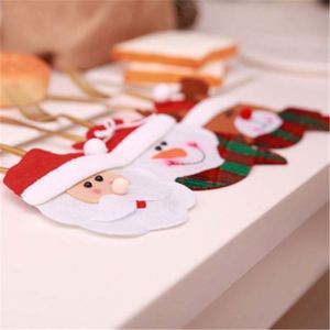 Santa Reindeer <b>Christmas</b> New Year Eco-Friendly Non-Woven Fabrics Pocket Fork Knife Cover Cutlery Holder Bag Home Decoration - Product Image 3