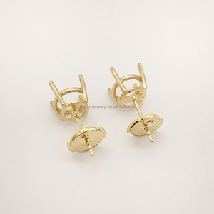 Boucles d'oreilles semi-montées en or massif 14 carats, taille 5mm avec bouchon Pousette Push Backs, accessoires de bijoux en or véritable - Product Image 5