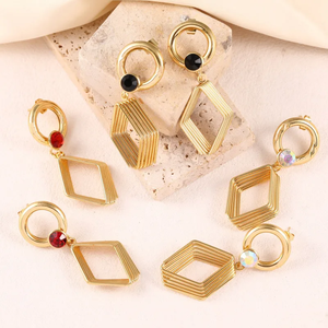 Boucles d'oreilles géométriques élégantes en acier inoxydable 304 plaqué or 18 carats, bijoux d'oreille élégants, adaptées au port quotidien des femmes, décontractées - Product Image 4