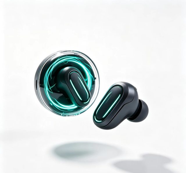 Stylish Green Neon ANC Wireless Earbuds Hi-Fi Stereo Transparent Round Case Headphones