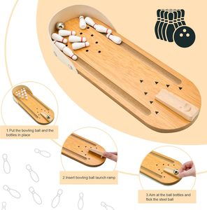 ชุดเกมโบว์ลิ่งบนโต๊ะชุดของเล่นไม้ขนาดเล็กสำหรับเป็นของขวัญในเทศกาลคริสต์มาสของขวัญแสนตลกสำหรับโต๊ะทำงานในบ้านของเล่นเพื่อบรรเทาความเครียด - Product Image 4