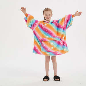 Couverture à capuche surdimensionnée <span class=keywords><strong>en</strong></span> polaire oem pour enfants, accessoire de plein air, pliable, de voyage, surdimensionné, plus épais, portable, offre spéciale - Product Image 4