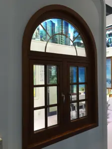 Penjoy Aluminum Clad Wood Double Glass Soundproof Home Wood Windows Vintage Casement Windows