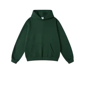 Forest Green Men's Hoodie Cotton Blend Heavyweight Pullover with Kangaroo Pocket Streetwear Essential