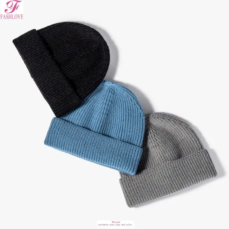 FC188 wholesale customized winter sunday angora yarns plain black beanie designer warm beanie cap hat for ladies