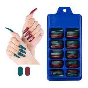 <strong>Blue</strong> Box Full Long <strong>Coffin</strong> ABS Almond <strong>Design</strong> Artificial <strong>Nail</strong> Tips 100pcs Press-on <strong>Nails</strong> for Fingers - Product Image 1