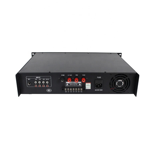 2U OEM 800W Black  Independent Volume Professional Power Amplifier With 2 Microphone Inputs