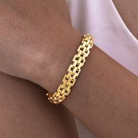 Bracelet pour femme en acier inoxydable plaqué or 18 carats, bracelet de montre large de 11 cm