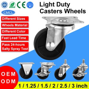 Rueda Giratoria CMCL de 8 mm con Fijación por Tornillo, sin Rodamiento, 40 mm, 1.5 Pulgadas, 2 Pulgadas, Polipropileno, Universal, para Carros, Separadores de Alambre - Product Image 2