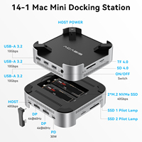 16TB 40Gbps Dual Bay M.2 NVMe Hard Drive SSD Enclosure ACASIS 8 in 1 USB C Hub ke DP 4K 144HZ Mac Mini M4 Docking Station dengan