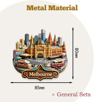 Souvenir culturel de la ville de Melbourne, aimant de réfrigérateur en métal 3D en relief, décoration personnalisée pour la maison, cadeau souvenir pour les amis