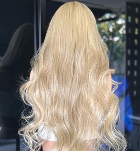 Pelucas de Cabello Virgen Largo Rubio Claro Natural al por Mayor, Grado 12A Premium, Cutícula Completa Alineada, Encaje <span class=keywords><strong>Transparente</strong></span> HD, 150% Densidad Media - Product Image 5