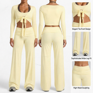 Nouvel ensemble de yoga 3 pièces pour femmes - Ensemble de sport en spandex/nylon à séchage rapide et taille élastique pour la gym et l'entraînement - Product Image 1