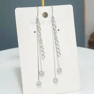 Ювелирные изделия в подарок оптом 925 стерлингового серебра циркон длинные кисточки кулон серьги для женщин