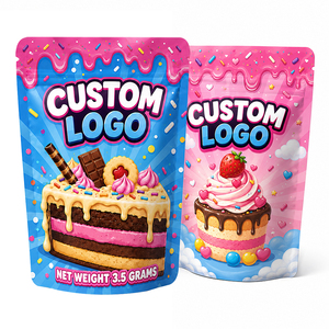 Sacs en Mylar refermables personnalisés anti-odeur de 3,5 grammes pour emballages de gommes, <span class=keywords><strong>biscuits</strong></span> et gâteaux - Product Image 1
