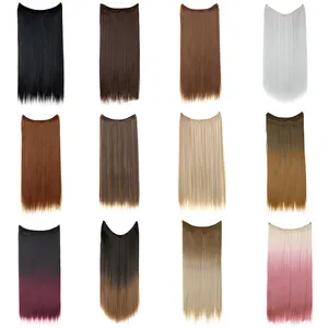 Wholesale Straight Private Label Pieces Invisible Wire Halo Hair Extensions Products Vendors Synthetic Hair Extension For Women