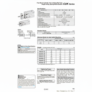 Pièces pneumatiques de CUK10-10S de cylindre de montage libre de SMC Pneumatics - Product Image 1