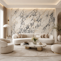 Dalle en pierre frittée effet marbre Bulgari Gold, carrelage en porcelaine poli effet marbre 1600 x 3200 x 12 mm pour mur