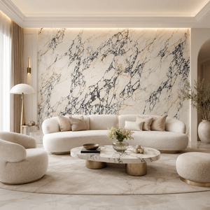 Losa de piedra sinterizada con aspecto de mármol Bulgari Gold, baldosa de porcelana con aspecto de mármol pulido de 1600 x 3200 x 12 mm para pared - Product Image 2