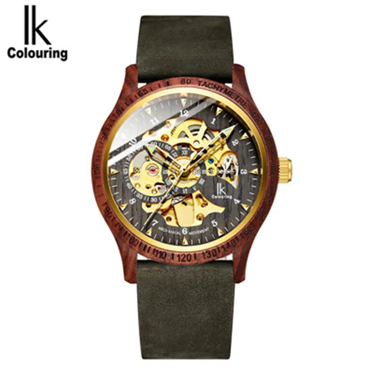 K012 IK renklendirme mekanik ahşap İzle erkekler erkek kol saati moda şık ahşap saatler kronograf moda saatler