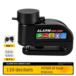 Aluminiumlegierung Scheibenbremsenschloss, 110dB <span class=keywords><strong>Alarm</strong></span> & Schlüsselloses Druckschloss, Diebstahlschutz für Fahrrad E-Bike Motorrad & Mountainbike - Product Image 1