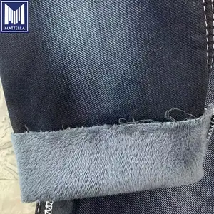 wholesale winter heavy weight jeans custom stretch 98 % algodon 2 % elastano bonded wool fleece denim fabric