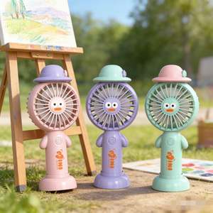 Ventilador de Mano Personalizado de Fábrica con Diseño de Dibujos Animados, 3 Velocidades, 500mAh, Venta al por Mayor, Lindo Ventilador con Forma de Sombrero - Product Image 6