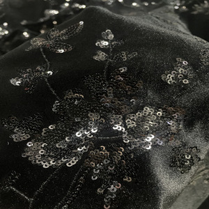 Velours <span class=keywords><strong>bas</strong></span> 3mm paillettes broderie exquis manteau pardessus femmes robe Cheongsam paillettes tissu brodé - Product Image 2
